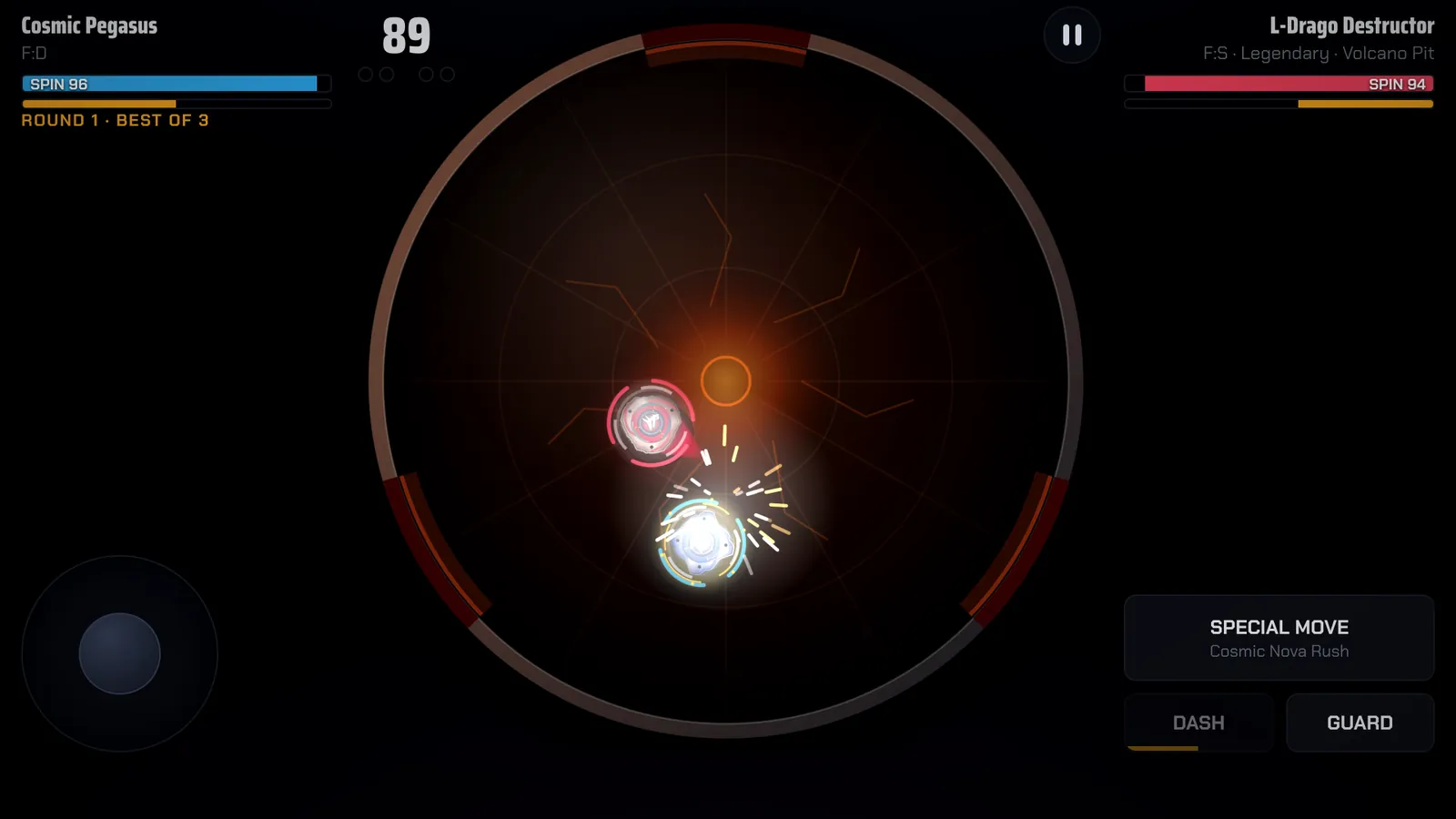 Battle screen: two Blades clash in the arena